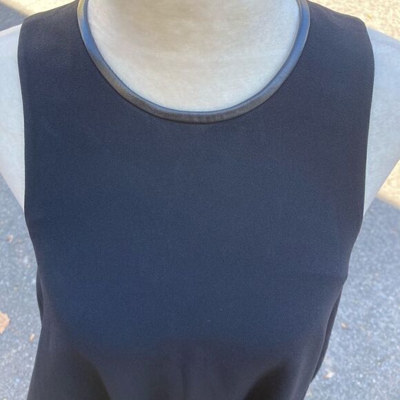 T Alexander Wang Leather Trimmed Crepe Melange Trapeze Raw Cut Swing Dress, Sz 0 - Picture 9 of 12